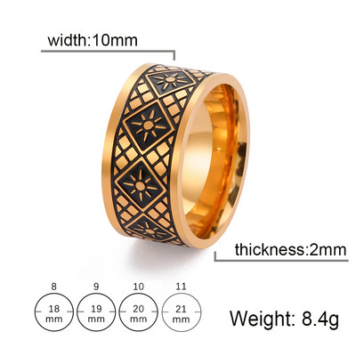 Skyrim Vintage rozsdamentes acél geometrikus férfi gyűrű, egyszerű nap, női ujjgyűrűk Utcai ruházat Eljegyzési évfordulós ékszer ajándék