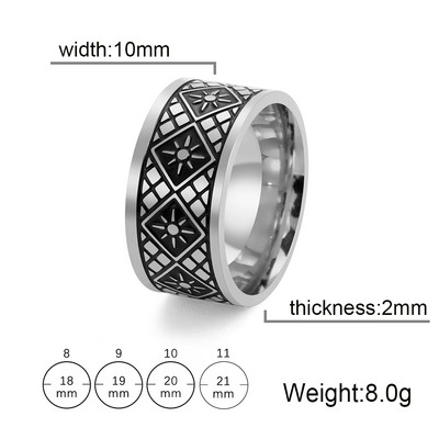 Skyrim Vintage rozsdamentes acél geometrikus férfi gyűrű, egyszerű nap, női ujjgyűrűk Utcai ruházat Eljegyzési évfordulós ékszer ajándék