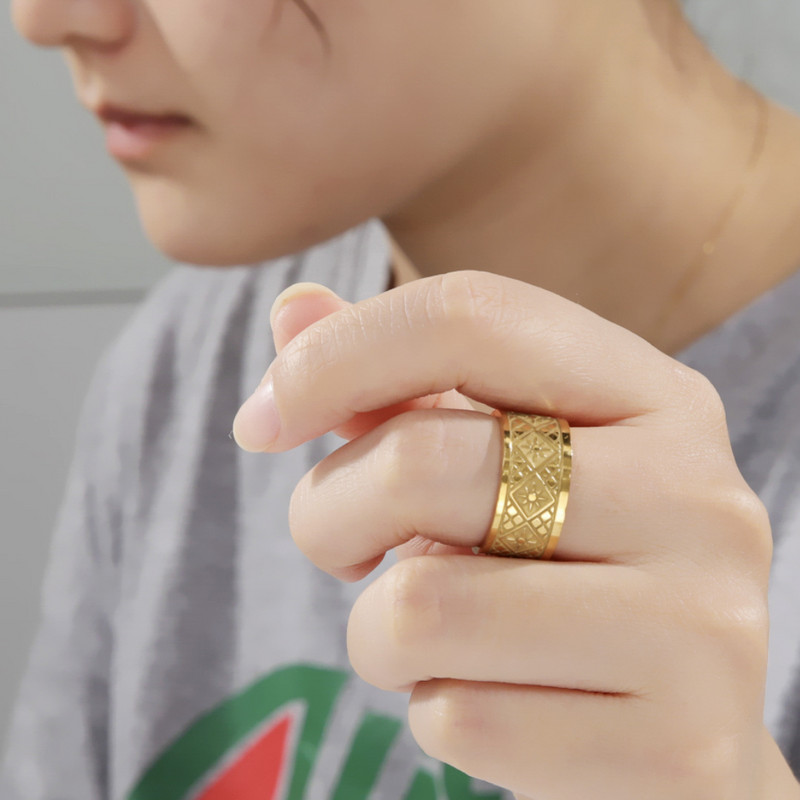 Skyrim Vintage rozsdamentes acél geometrikus férfi gyűrű, egyszerű nap, női ujjgyűrűk Utcai ruházat Eljegyzési évfordulós ékszer ajándék