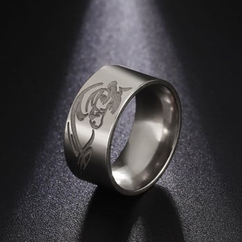 Δαχτυλίδι Skyrim Punk Horse Δαχτυλίδι από ανοξείδωτο ατσάλι Χρυσό χρώμα 10mm Φαρδιά δαχτυλίδια Animal Band 2023 Μοντέρνα κοσμήματα Δώρο Αγίου Βαλεντίνου για άνδρες γυναίκες