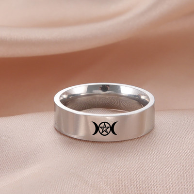 Δαχτυλίδια Skyrim από ανοξείδωτο ατσάλι Triple Moon Goddess Δαχτυλίδια για άνδρες Γυναικεία Pentagram Δαχτυλίδια Wicca Magic Pentacle Witch Κοσμήματα Δώρο Χονδρική