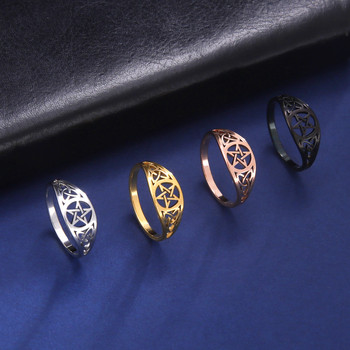 Skyrim μαύρο γοτθικό ιρλανδικό δαχτυλίδι πενταγράμμου ανδρικό γυναικείο ανοξείδωτο ατσάλι Supernatural Wicca Amulet Δαχτυλίδια κοσμήματα Δώρα Χονδρική