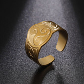 Skyrim Triskele Triskelion Inel Din oțel inoxidabil de culoare aurie Celtics Nod Inele cu triplă spirală Amuleta Bijuterii vikinge pentru bărbați și femei