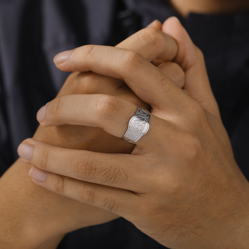 Skyrim Viking Nordic Valknut Gredzens Nerūsējošā tērauda Celtics Mezgls Amulets Talismans Aizsardzība Pirkstu gredzens Rotaslieta Dāvana vīriešiem Sievietēm