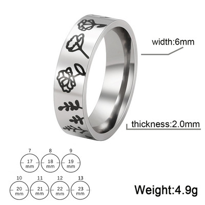 Skyrim 12 dzimšanas mēneša ziedi, iegravēti gredzeni sievietēm vīriešiem, nerūsējošā tērauda, estētiski pirkstu gredzeni, modes rotaslietas, dzimšanas dienas dāvana