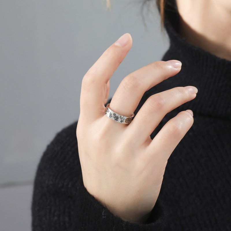 Skyrim 12 dzimšanas mēneša ziedi, iegravēti gredzeni sievietēm vīriešiem, nerūsējošā tērauda, estētiski pirkstu gredzeni, modes rotaslietas, dzimšanas dienas dāvana