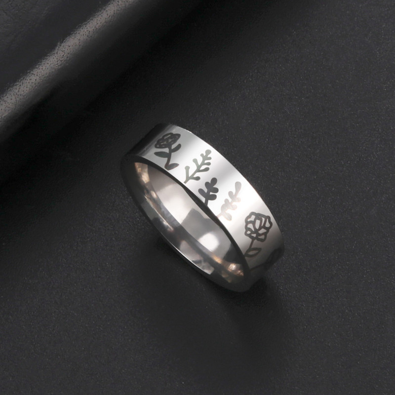 Skyrim 12 dzimšanas mēneša ziedi, iegravēti gredzeni sievietēm vīriešiem, nerūsējošā tērauda, estētiski pirkstu gredzeni, modes rotaslietas, dzimšanas dienas dāvana