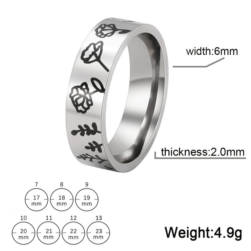 Skyrim 12 dzimšanas mēneša ziedi, iegravēti gredzeni sievietēm vīriešiem, nerūsējošā tērauda, estētiski pirkstu gredzeni, modes rotaslietas, dzimšanas dienas dāvana