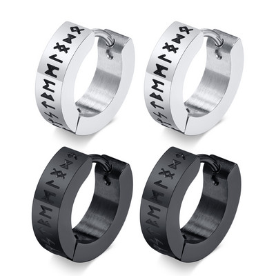 Vintažiniai skandinavų vikingų runų auskarai vyrams, berniukams, vandeniui atsparūs nerūdijančio plieno Huggie ausų dovanos Kalėdų papuošalai