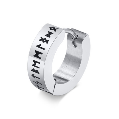 Vintažiniai skandinavų vikingų runų auskarai vyrams, berniukams, vandeniui atsparūs nerūdijančio plieno Huggie ausų dovanos Kalėdų papuošalai