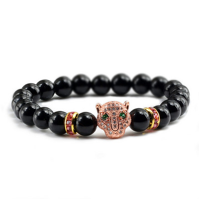 12 stila rokassprādze vīriešiem melnā lava dziedinošā līdzsvara krelles Reiki Budas lūgšana dabīgā akmens jogas rokassprādze sievietēm leoparda galva