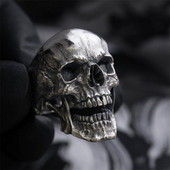 Gothic Punk Exaggeration Demon Skull Rings Cool vyrų 316L nerūdijančio plieno kaukolės dviratininko žiedas Hiphop motociklo papuošalai