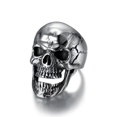 Gothic Punk Exaggeration Demon Skull Rings Cool vyrų 316L nerūdijančio plieno kaukolės dviratininko žiedas Hiphop motociklo papuošalai