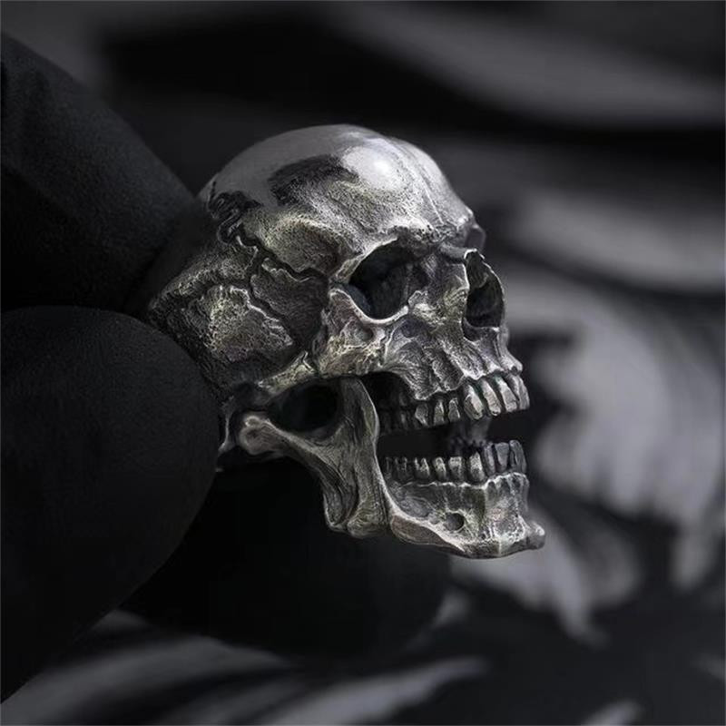 Gothic Punk Exaggeration Demon Skull Rings Cool vyrų 316L nerūdijančio plieno kaukolės dviratininko žiedas Hiphop motociklo papuošalai