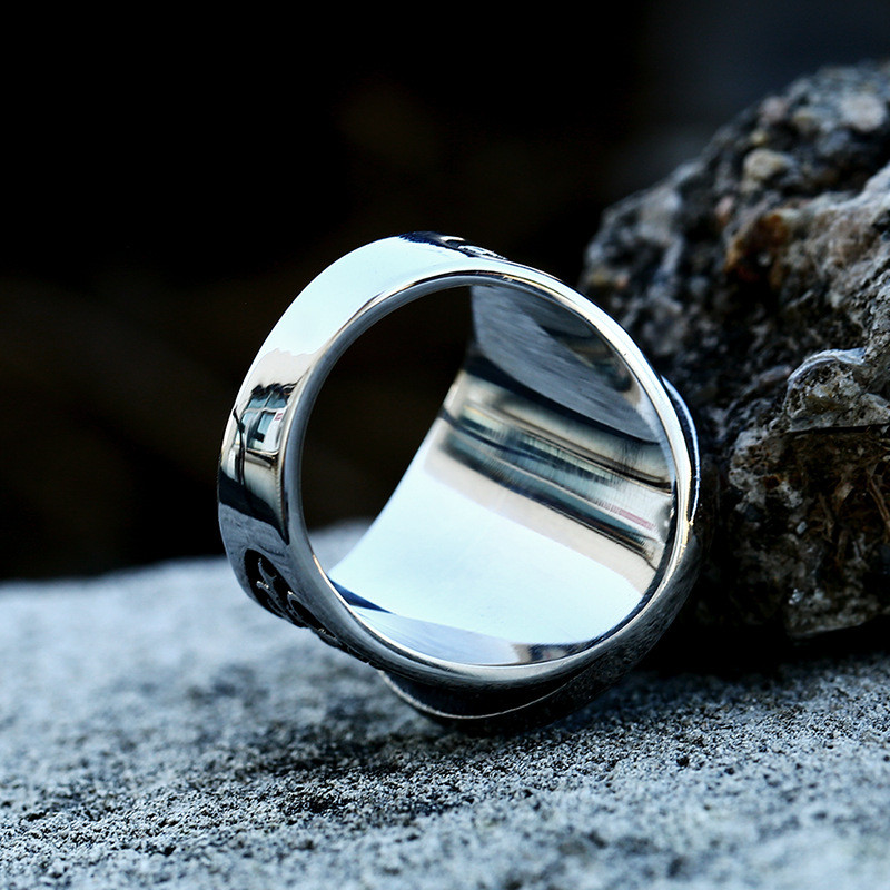 Gothic punk vīriešu nerūsējošā tērauda savvaļas mednieka vilka galvas gredzens vintage Odin skandināvu vikingu ķeltu mezglu gredzens retro Amult rotaslietas dāvana