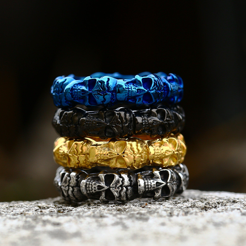 Hip-hop férfi 316 literes rozsdamentes acél gyűrűk szellemfej koponya gyűrű gótikus punk motorkerékpár rock motoros ékszer kiegészítők nagykereskedelme