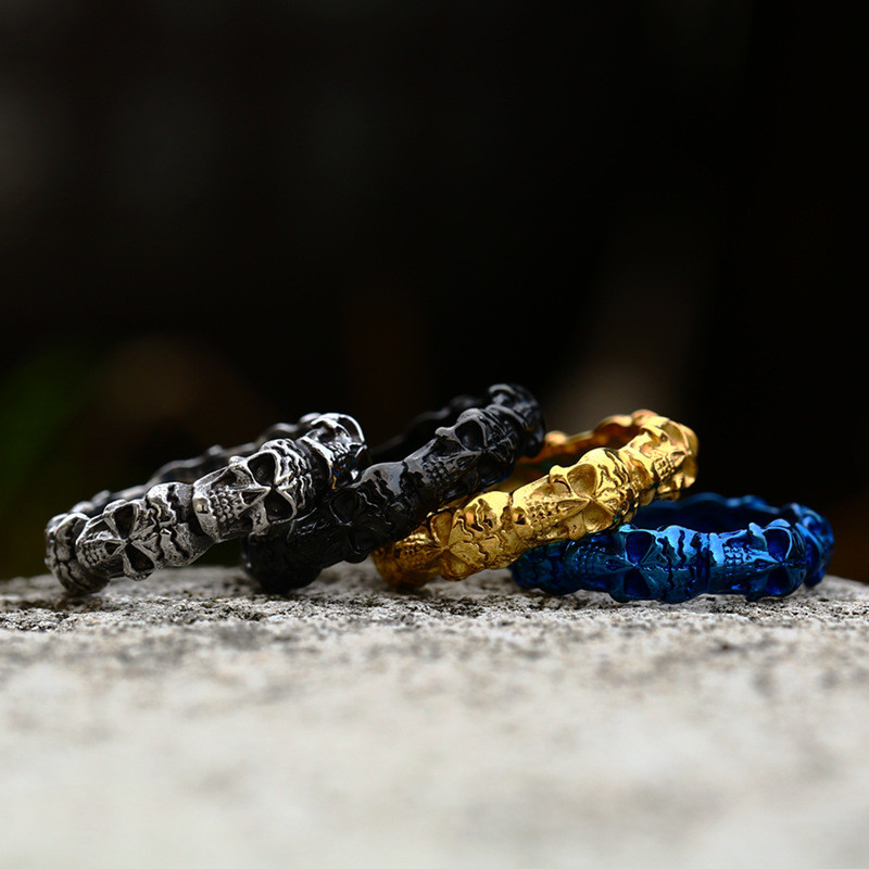 Hip-hop férfi 316 literes rozsdamentes acél gyűrűk szellemfej koponya gyűrű gótikus punk motorkerékpár rock motoros ékszer kiegészítők nagykereskedelme