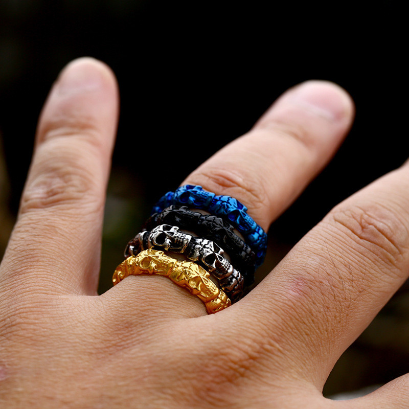 Hip-hop férfi 316 literes rozsdamentes acél gyűrűk szellemfej koponya gyűrű gótikus punk motorkerékpár rock motoros ékszer kiegészítők nagykereskedelme