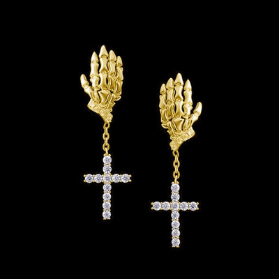 Gothic Skull Claw Cartilage Drop Zircon Cross Drop Σκουλαρίκια Cool ανδρικά κοσμήματα πανκ χιπ χοπ ροκ πάρτι