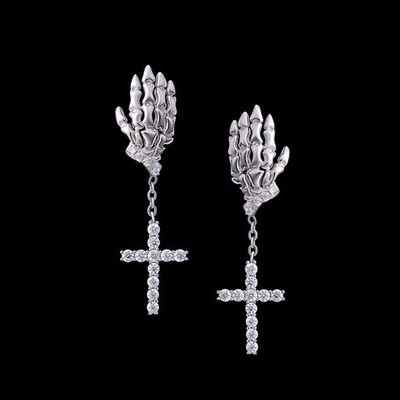 Gothic Skull Claw Cartilage Drop Zircon Cross Drop Σκουλαρίκια Cool ανδρικά κοσμήματα πανκ χιπ χοπ ροκ πάρτι