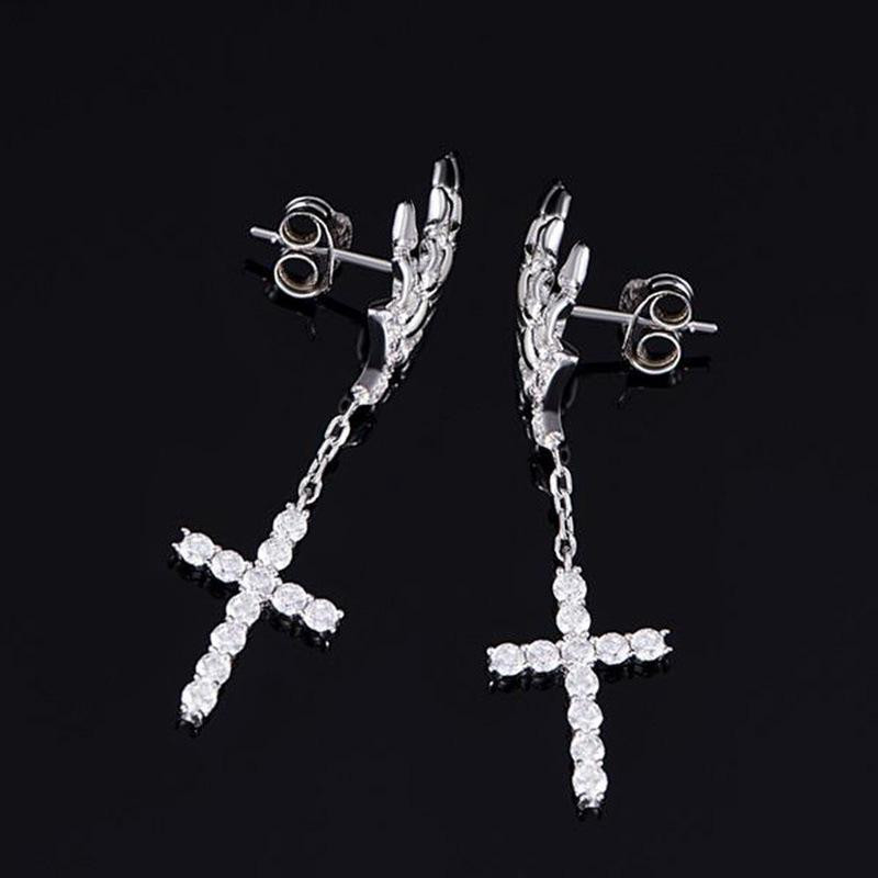 Gothic Skull Claw Cartilage Drop Zircon Cross Drop Σκουλαρίκια Cool ανδρικά κοσμήματα πανκ χιπ χοπ ροκ πάρτι