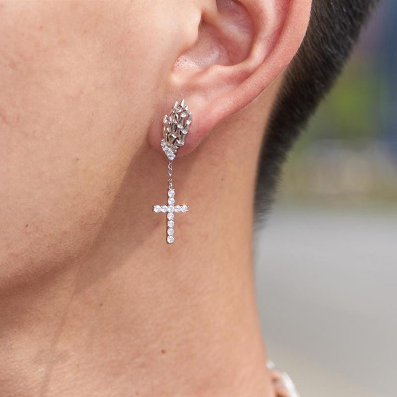 Gothic Skull Claw Cartilage Drop Zircon Cross Drop Σκουλαρίκια Cool ανδρικά κοσμήματα πανκ χιπ χοπ ροκ πάρτι