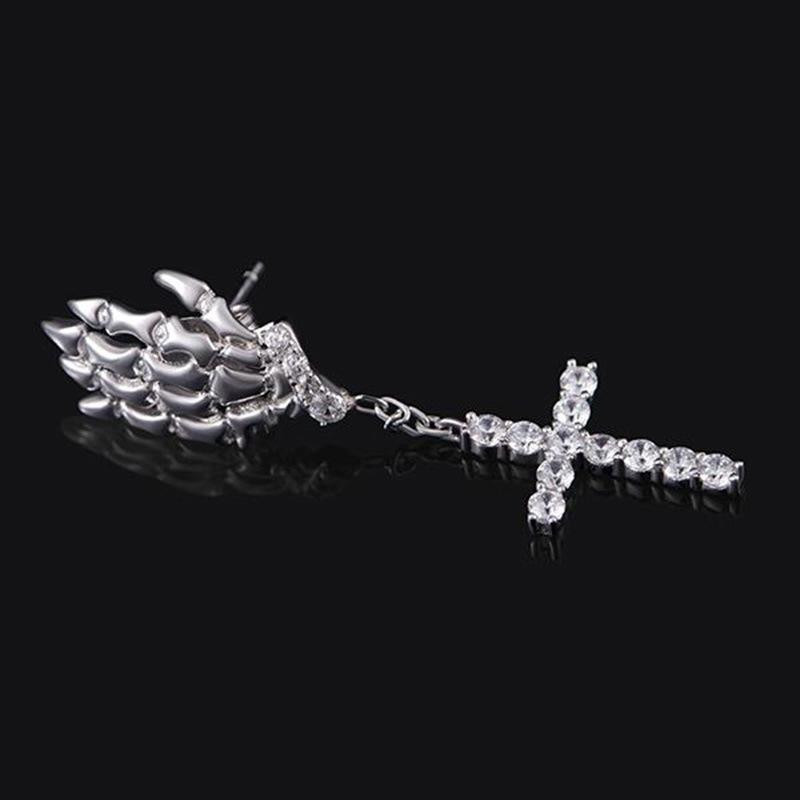 Gothic Skull Claw Cartilage Drop Zircon Cross Drop Σκουλαρίκια Cool ανδρικά κοσμήματα πανκ χιπ χοπ ροκ πάρτι