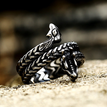 Vintage Dragon Scale Rings For Men Gothic Punk από ανοξείδωτο ατσάλι Dragon Head Ring Hiphop Μοτοσικλέτα Rock Biker Κοσμήματα Χονδρική