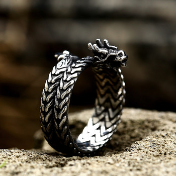 Vintage Dragon Scale Rings For Men Gothic Punk από ανοξείδωτο ατσάλι Dragon Head Ring Hiphop Μοτοσικλέτα Rock Biker Κοσμήματα Χονδρική