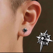 Melnā panka kubiskā cirkonija zvaigžņu auskari augstas klases vīriešu auskari panku hiphopa roka gotikas ballīšu rotaslietas aksesuāri