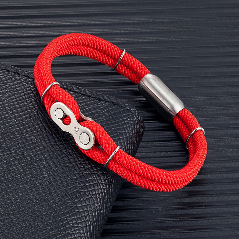 MKENDN Locomotive Vīriešu Pankroka Velosipēdu Ķēdes Rokassprādze Modes Jūras Virves Rokassprādzes Nerūsējošā tērauda magnēta sprādze