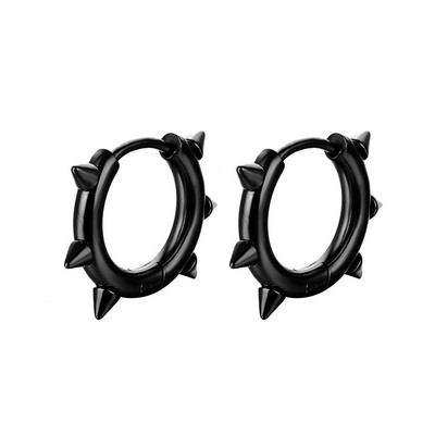 1 Ζευγάρι από ανοξείδωτο ατσάλι Spike Circle Huggie σκουλαρίκια με μεντεσέδες κρίκο Gothic Rock Hip Hop Cone σκουλαρίκια Κοσμήματα για άνδρες και γυναίκες
