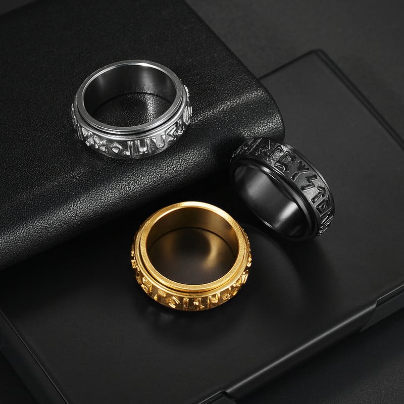 Vintage δαχτυλίδια Odin Norse Viking Rune για άντρες Γυναίκες Viking από ανοξείδωτο ατσάλι Fidgets δαχτυλίδια Retro Nordic Amul Δώρα με κοσμήματα