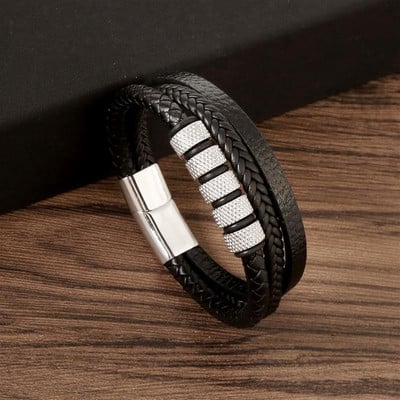 Visokokvalitetna kožna narukvica za muškarce Klasična modna višeslojna kožna narukvica s perlama tigrovog oka za muškarce Poklon za nakit