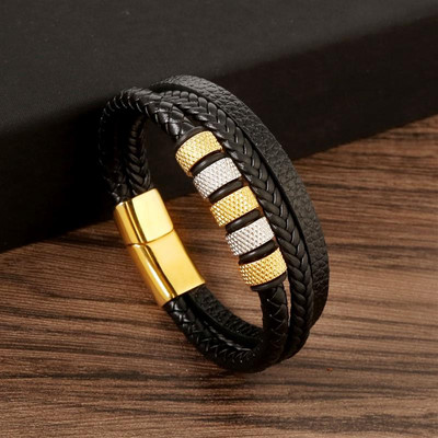 Visokokvalitetna kožna narukvica za muškarce Klasična modna višeslojna kožna narukvica s perlama tigrovog oka za muškarce Poklon za nakit