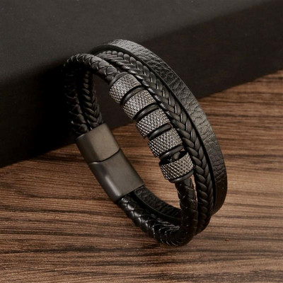 Visokokvalitetna kožna narukvica za muškarce Klasična modna višeslojna kožna narukvica s perlama tigrovog oka za muškarce Poklon za nakit