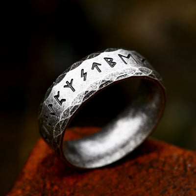 Vintage Odin Norse Viking Amulet Round Ring For ανοξείδωτο ατσάλι Δαχτυλίδι με παγωμένο δάχτυλο Γαμήλιο κόσμημα Δώρα για την Ημέρα του Αγίου Βαλεντίνου