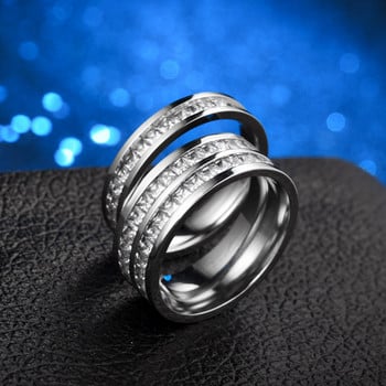 Hip Hop Iced Out Crystal CZ Bling Ανδρικό δαχτυλίδι μόδας από ανοξείδωτο ατσάλι Γυναικείο δαχτυλίδι Δαχτυλίδι γάμου Αρραβώνας Κοσμήματα Drop Shipping