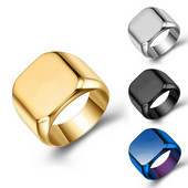 Panka stila modes gluds nerūsējošā tērauda vīriešu gredzens ar platumu zīmoga kvadrātveida gredzens ar pirkstiem hiphop vīriešu kāzu ballītes rotaslietas dāvana