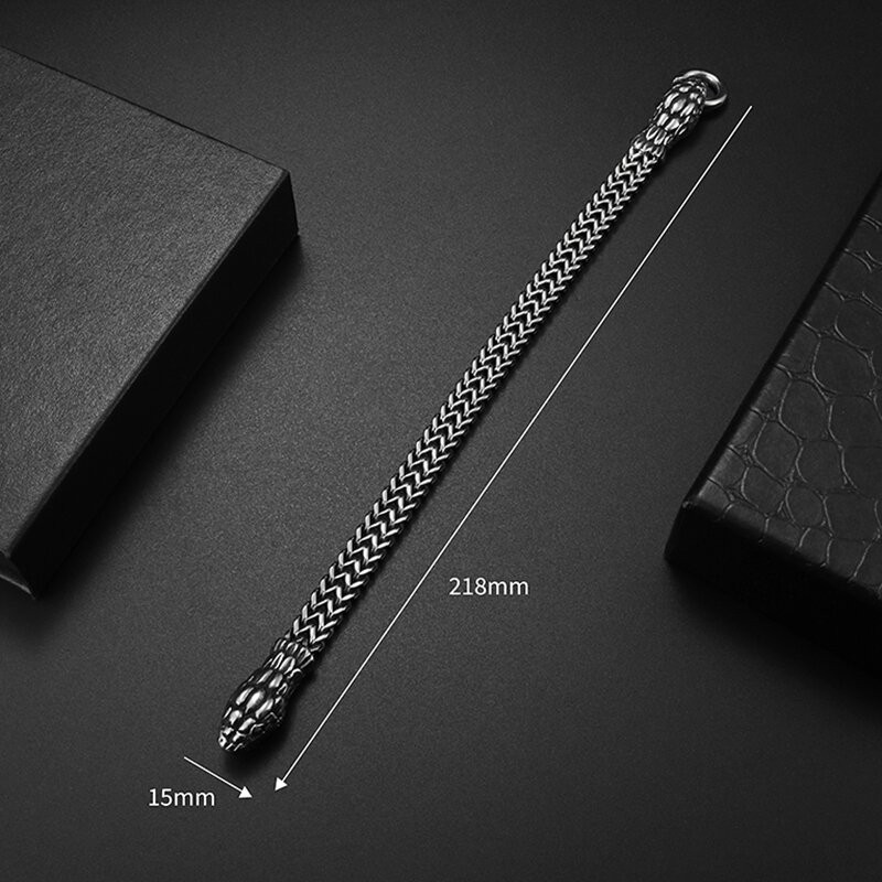 Zodiac dvoglava zmija narukvica muški prsten od nehrđajućeg čelika kopča narukvica punk motocikl party nakit dodaci