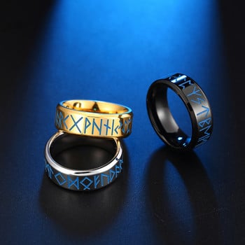 Vintage ανοξείδωτα φωτεινά δαχτυλίδια Norse Viking Runes για άνδρες Γυναικείες που λάμπουν σε σκούρο φθορίζον δαχτυλίδι από τιτάνιο Amult κοσμήματα