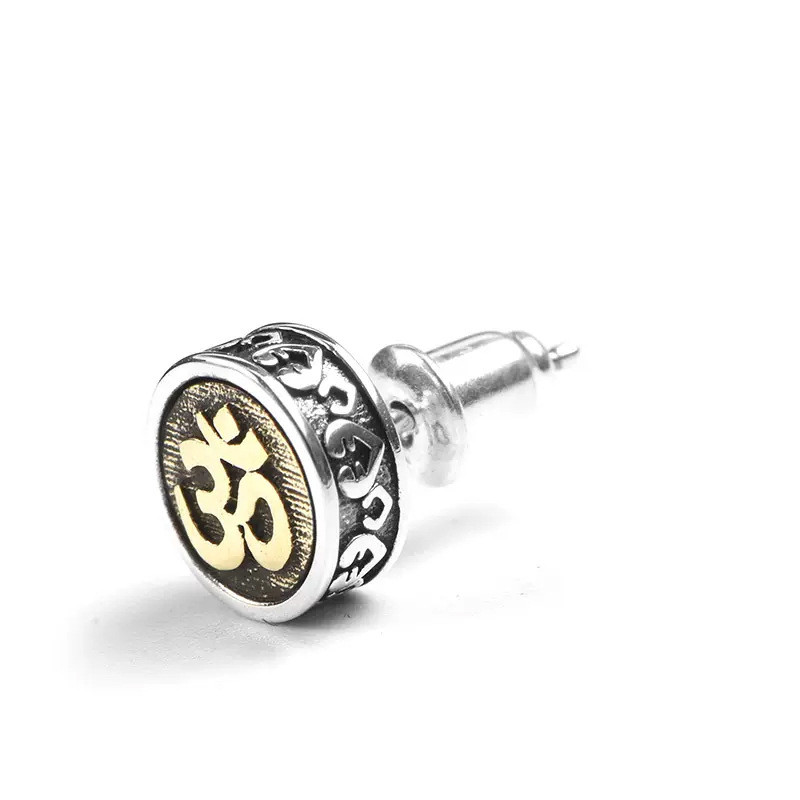 Antik hatkarakteres igazság fülbevaló ezüstözött egyszerű tibeti szentírás fülbevaló bájos ékszer férfiaknak és nőknek