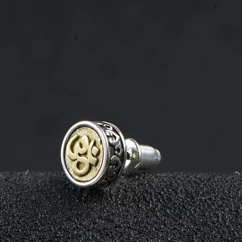 Antik hatkarakteres igazság fülbevaló ezüstözött egyszerű tibeti szentírás fülbevaló bájos ékszer férfiaknak és nőknek