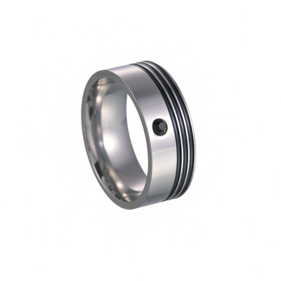 Modes Melni Rhinestones Cirkonija Pāra Gredzeni Thin Groove Nerūsējošā tērauda gredzeni Vīriešiem Sievietēm Kāzu Saderināšanās Rotaslietas Dāvana