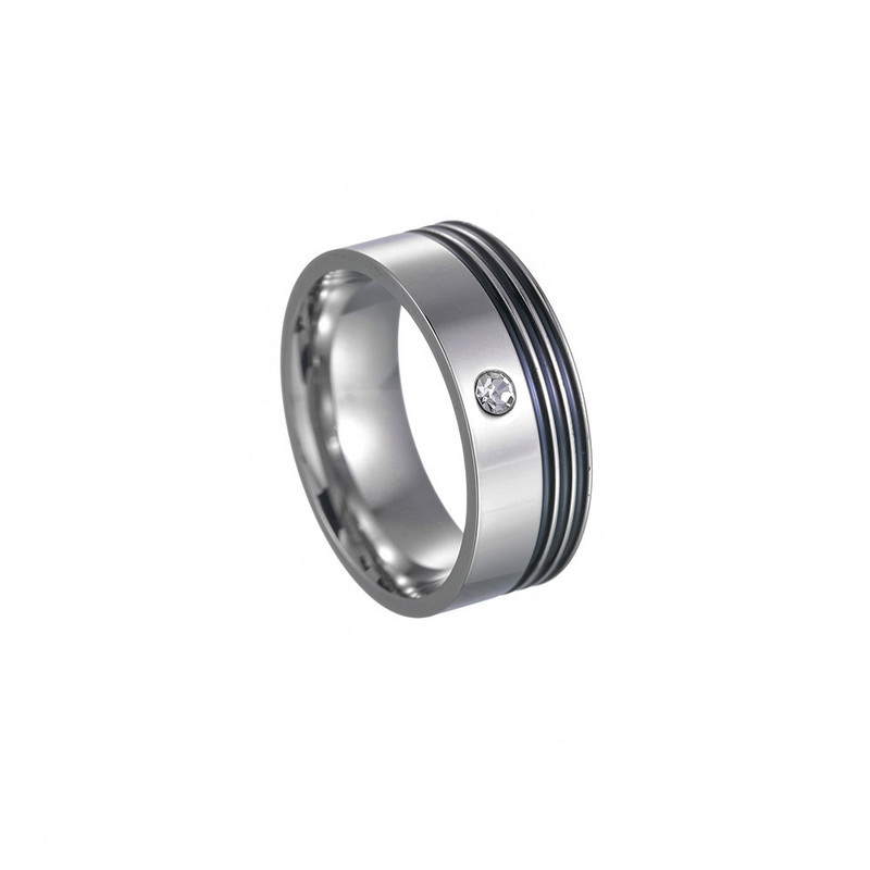 Modes Melni Rhinestones Cirkonija Pāra Gredzeni Thin Groove Nerūsējošā tērauda gredzeni Vīriešiem Sievietēm Kāzu Saderināšanās Rotaslietas Dāvana