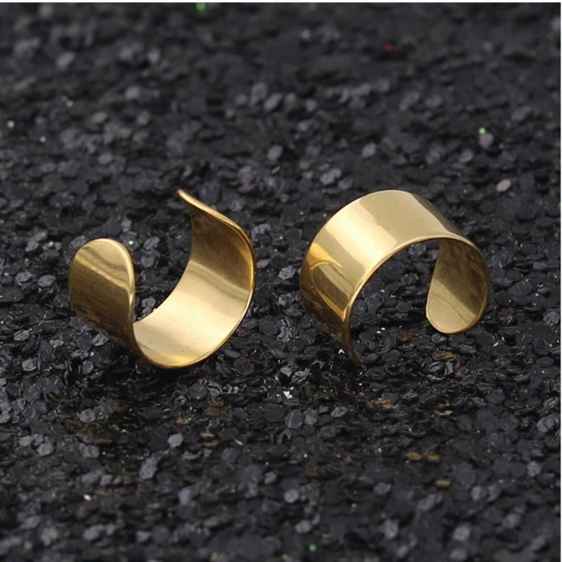 Minimalista arany színű rozsdamentes acél fülvédő fülbevaló hamis piercing csíptető tini férfiak női divatos alkalmi sport fülbevalók