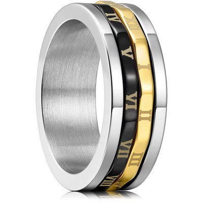 Inel de anxietate din oțel inoxidabil de 8 mm de modă pentru bărbați, femei, punk, cifre romane, inel spinner, anti-stres, bijuterii unisex, livrare picătură