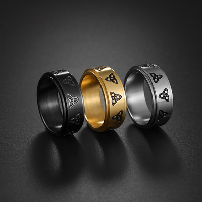 Inel spinner din oțel inoxidabil la modă pentru femei bărbați viking celtic nod rotativ fidget anxietate inel hiphop rock bijuterii bijuterii