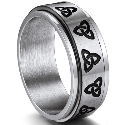 Moodne roostevabast terasest ketrussõrmus naistele meestele Viking Celtic Knot pööratav Fidget ärevusrõngas Hiphop Rock Biker Ehted