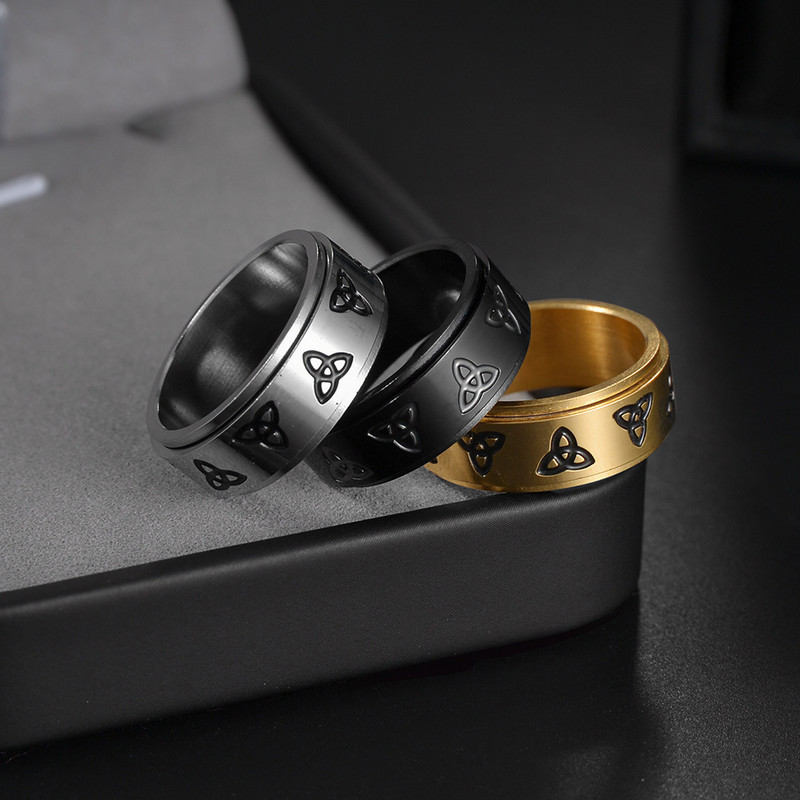 Moodne roostevabast terasest ketrussõrmus naistele meestele Viking Celtic Knot pööratav Fidget ärevusrõngas Hiphop Rock Biker Ehted